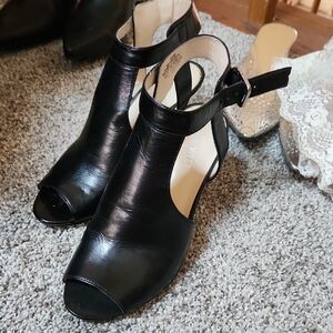 Elegant Black Women's Peep-Toe Heels